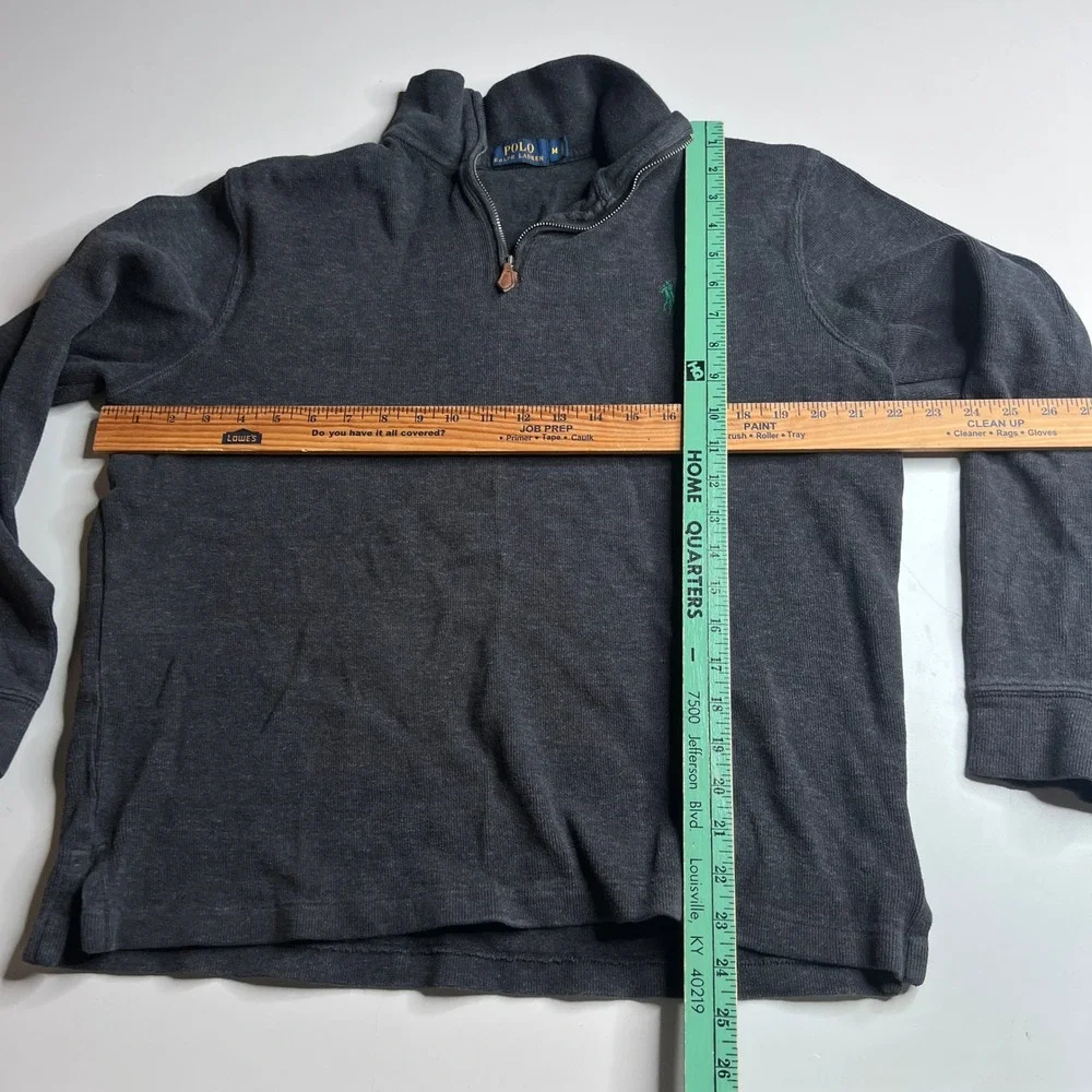 Polo Ralph Lauren Mens Quarter Zip Pullover‎ Sweater Charcoal Gray Pony Logo M